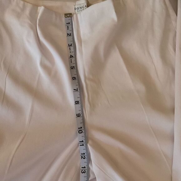 Doncaster Pants Dress White Ivory Flat Front Side Zipper Tapered Legs 14 - Picture 7 of 13